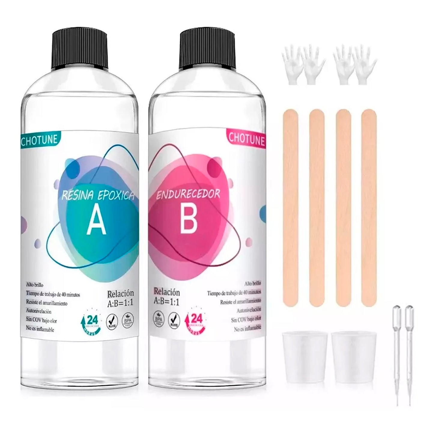 Resina Epóxica Cristal 1:1 1000ml +accesorios